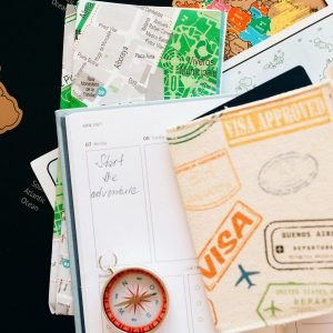 pexels photo 7235892 7235892 Flat lay of travel essentials including compass, notebook, and map for a journey.